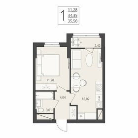 Квартира 35,6 м², 1-комнатная - изображение 1