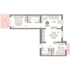 Квартира 83,5 м², 2-комнатная - изображение 3