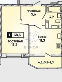 Квартира 38,3 м², 1-комнатная - изображение 1