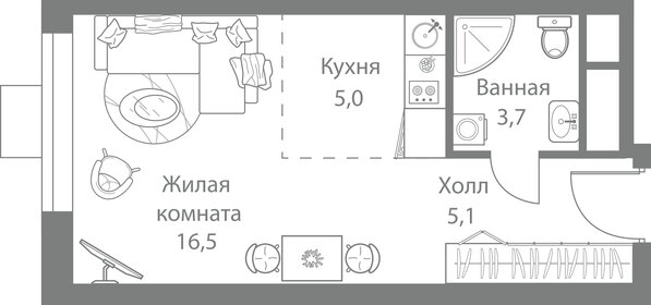 Квартира 30,3 м², студия - изображение 1