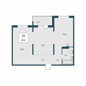 Квартира 63,4 м², 2-комнатная - изображение 1