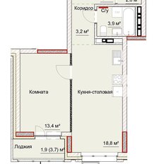 Квартира 46,8 м², 1-комнатная - изображение 2