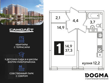 Квартира 37,3 м², 1-комнатная - изображение 1