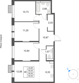 Квартира 69,4 м², 4-комнатная - изображение 1