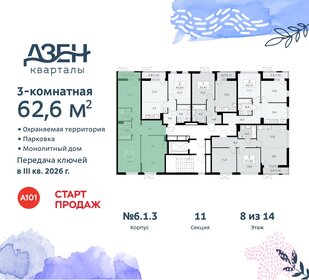 62,6 м², 3-комнатная квартира 15 552 024 ₽ - изображение 41