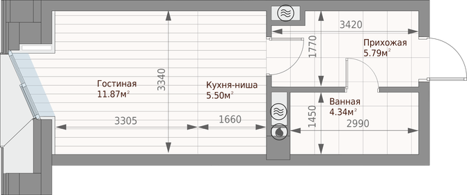 Квартира 27,5 м², студия - изображение 1