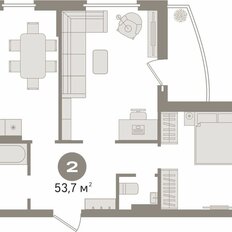 Квартира 53,7 м², 2-комнатная - изображение 2