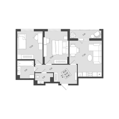 Квартира 61 м², 2-комнатная - изображение 2