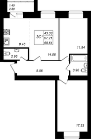 68,7 м², 3-комнатная квартира 8 600 000 ₽ - изображение 19