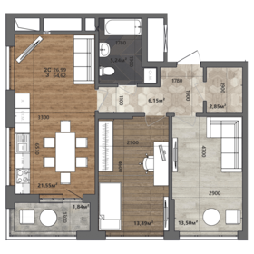 65,6 м², 2-комнатная квартира 4 980 000 ₽ - изображение 95