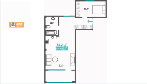 Квартира 81,2 м², 2-комнатные - изображение 5
