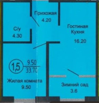 Квартира 35 м², 1-комнатная - изображение 1