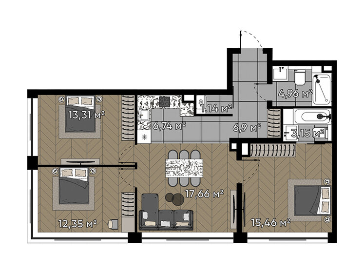 81,7 м², 4-комнатная квартира 50 382 224 ₽ - изображение 1