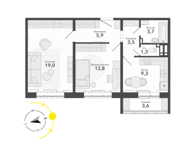 60 м², 2-комнатная квартира 6 530 000 ₽ - изображение 71