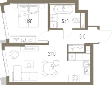 44,7 м², 1-комнатная квартира 19 833 390 ₽ - изображение 62