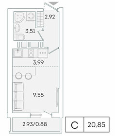 20,8 м², квартира-студия 3 592 636 ₽ - изображение 94