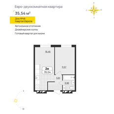 Квартира 35,5 м², 1-комнатная - изображение 2