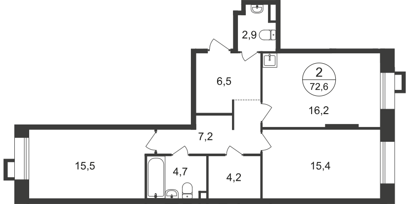 72,6 м², 2-комнатная квартира 18 401 220 ₽ - изображение 1