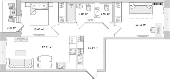 64,2 м², 2-комнатная квартира 10 130 000 ₽ - изображение 70