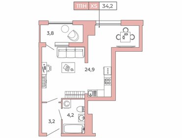 Квартира 34,2 м², студия - изображение 1