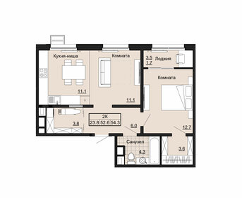 54,3 м², 2-комнатная квартира 4 561 200 ₽ - изображение 24