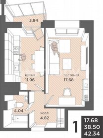 Квартира 42,5 м², 1-комнатная - изображение 1