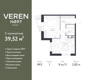 Квартира 39,5 м², 2-комнатная - изображение 1