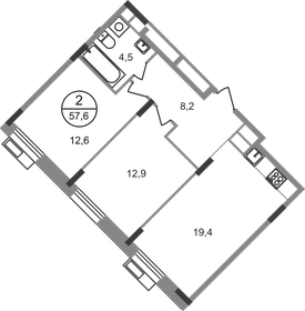 Квартира 57,6 м², 2-комнатная - изображение 1