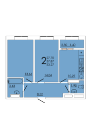 Квартира 53,3 м², 2-комнатная - изображение 1