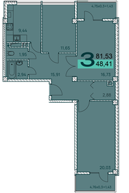 78,6 м², 3-комнатная квартира 6 250 000 ₽ - изображение 90