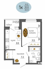 32 м², 1-комнатная квартира 4 138 816 ₽ - изображение 23
