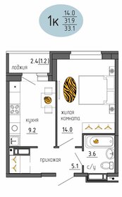 Квартира 33,1 м², 1-комнатная - изображение 1