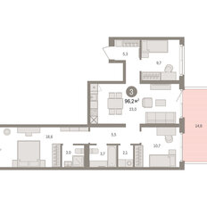 Квартира 96,2 м², 3-комнатная - изображение 3