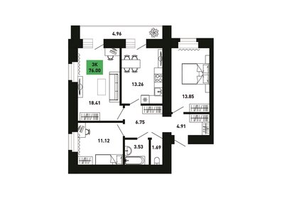 71,1 м², 3-комнатная квартира 5 372 136 ₽ - изображение 19