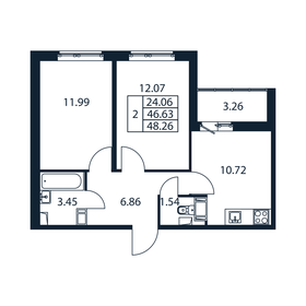 51,2 м², 2-комнатная квартира 6 900 000 ₽ - изображение 142