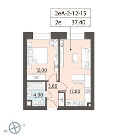 Квартира 37,6 м², 1-комнатная - изображение 1