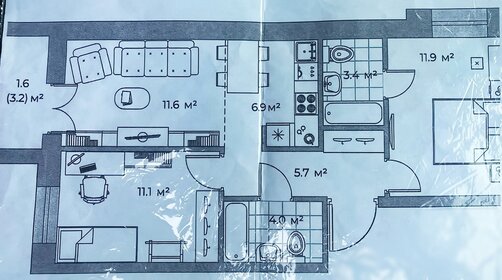 Квартира 54,7 м², 2-комнатная - изображение 1