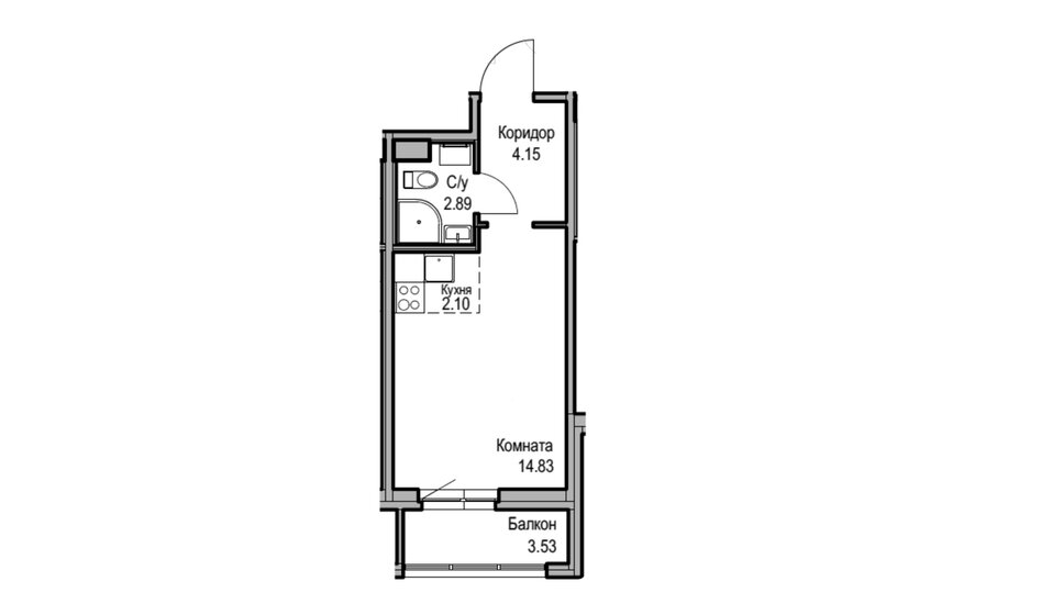 28 м², квартира-студия 12 500 000 ₽ - изображение 1