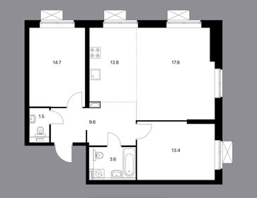 Квартира 74,4 м², 3-комнатная - изображение 1