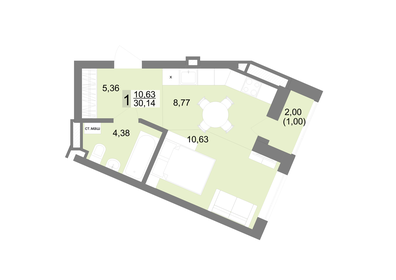 Квартира 30,1 м², студия - изображение 1