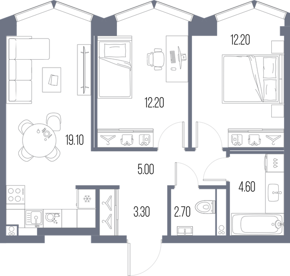 59,1 м², 2-комнатная квартира 25 531 200 ₽ - изображение 15