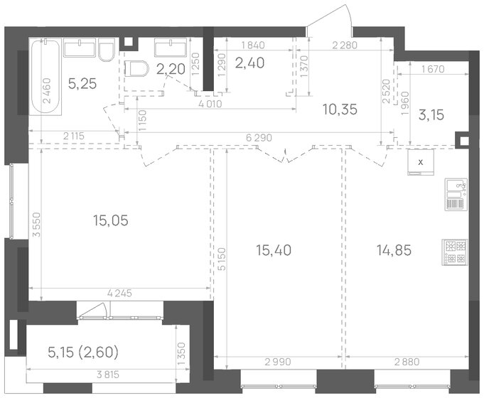 71,3 м², 2-комнатная квартира 14 750 139 ₽ - изображение 1