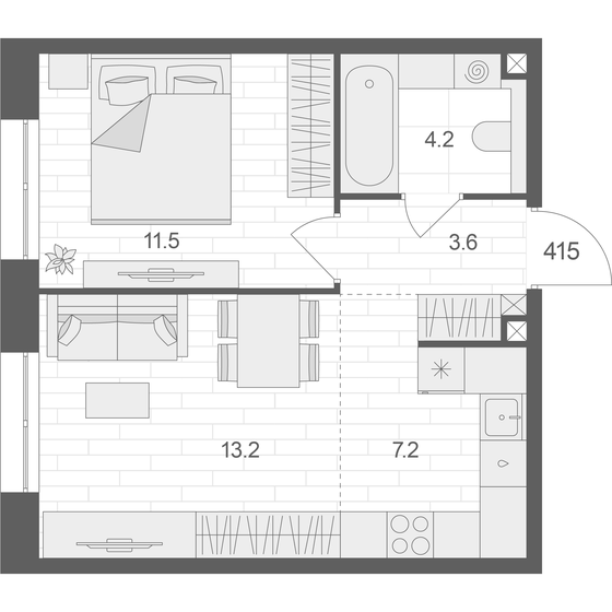 39,7 м², 1-комнатная квартира 20 080 180 ₽ - изображение 1