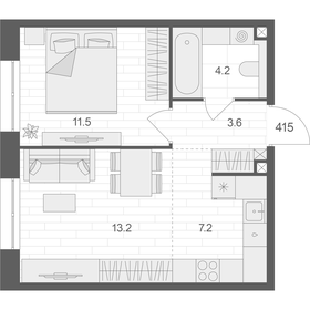 17 м², квартира-студия 7 900 000 ₽ - изображение 99
