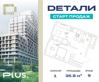 Квартира 36,8 м², 1-комнатная - изображение 1