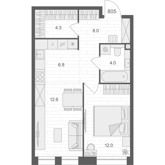 47,7 м², 1-комнатная квартира 25 411 604 ₽ - изображение 1