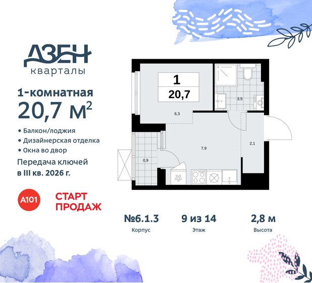 20,7 м², квартира-студия 8 403 130 ₽ - изображение 47