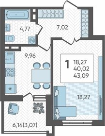 42,8 м², 1-комнатная квартира 6 156 000 ₽ - изображение 13