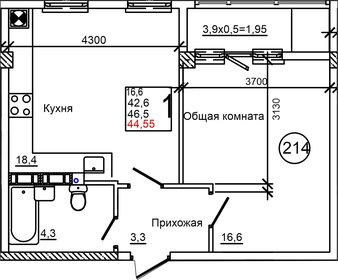 Квартира 44,6 м², 1-комнатная - изображение 1