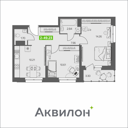 49,2 м², 2-комнатная квартира 7 123 951 ₽ - изображение 1